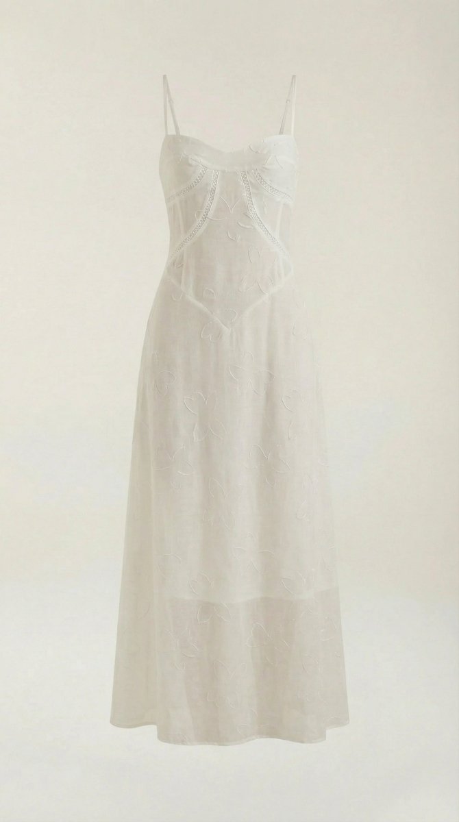 Evangeline | Women’s White Floral Jacquard Maxi Dress
