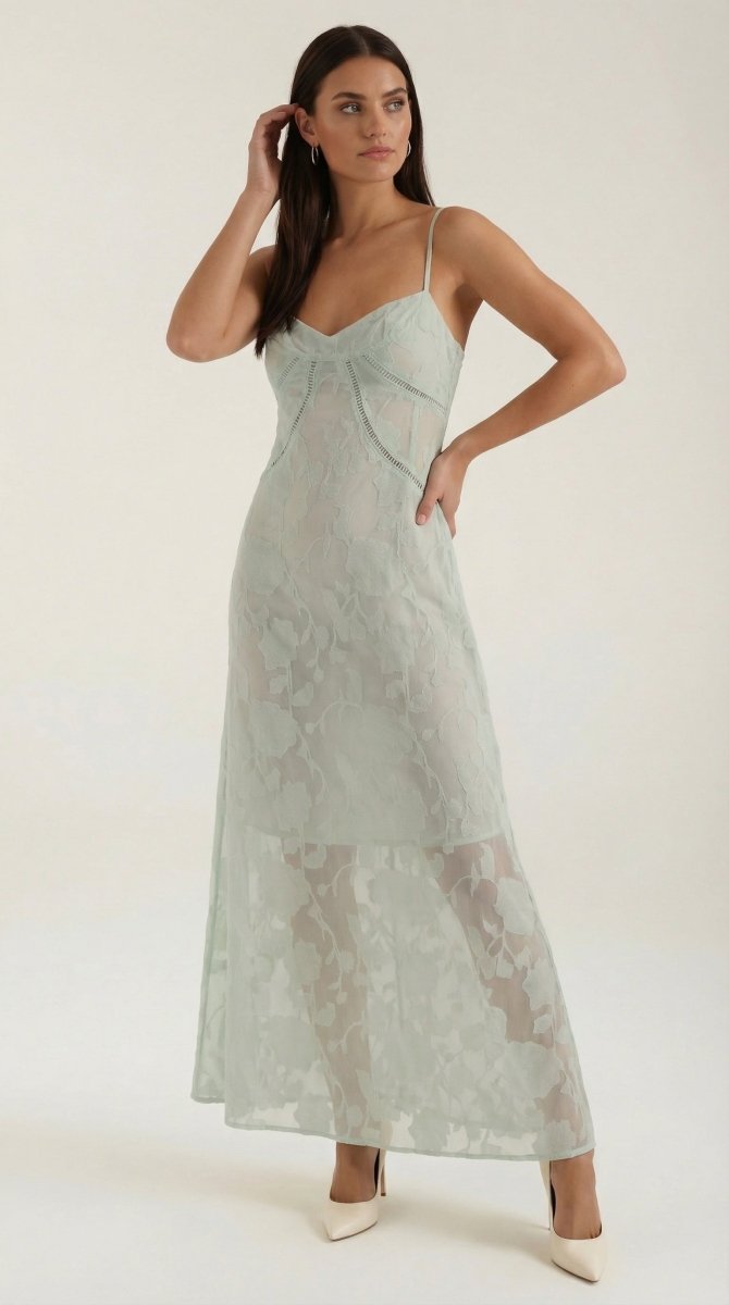 Evangeline | Women’s White Floral Jacquard Maxi Dress