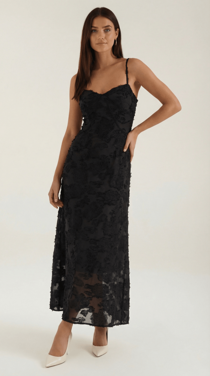 Evangeline | Women’s White Floral Jacquard Maxi Dress