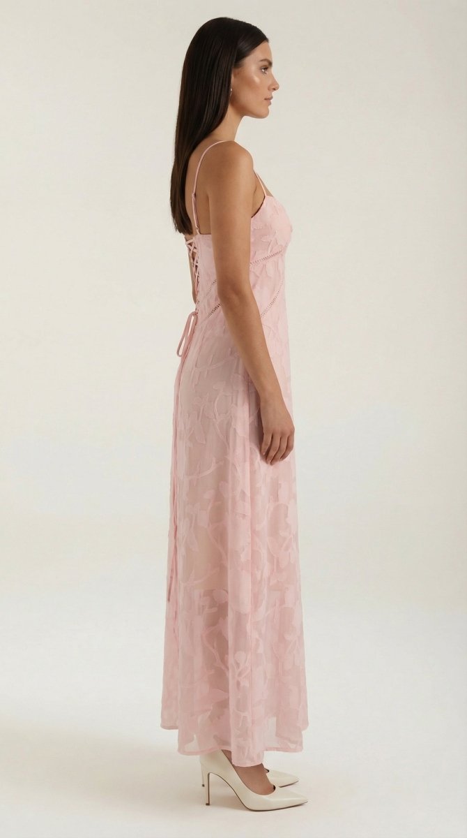 Evangeline | Women’s White Floral Jacquard Maxi Dress