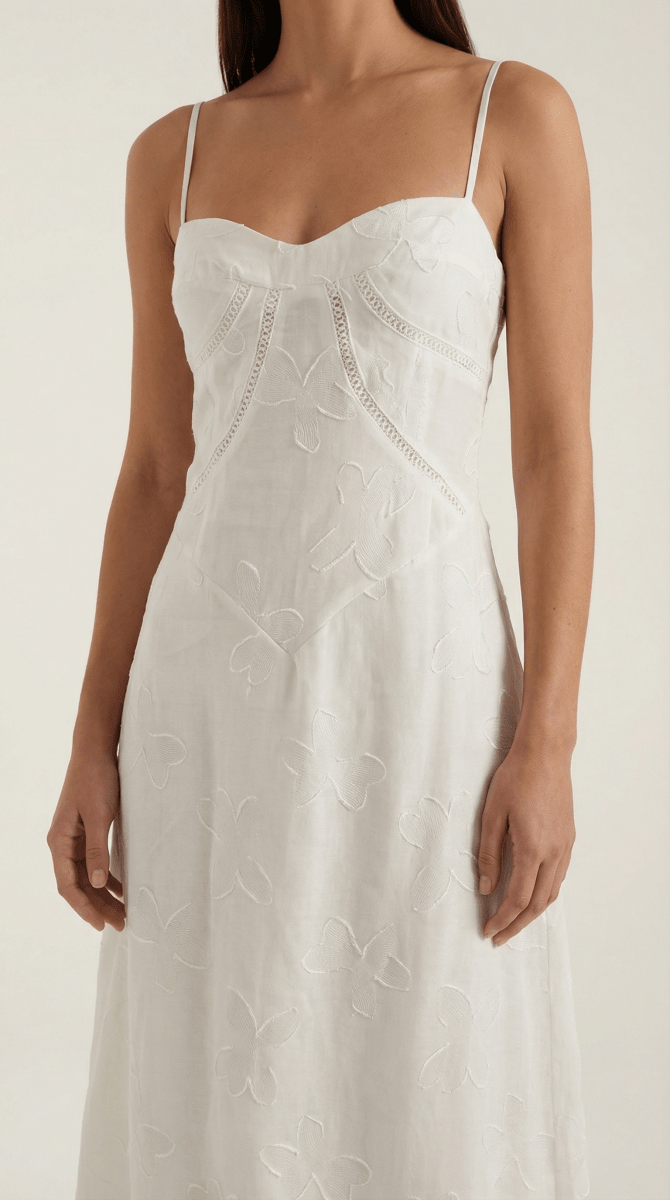 Evangeline | Women’s White Floral Jacquard Maxi Dress
