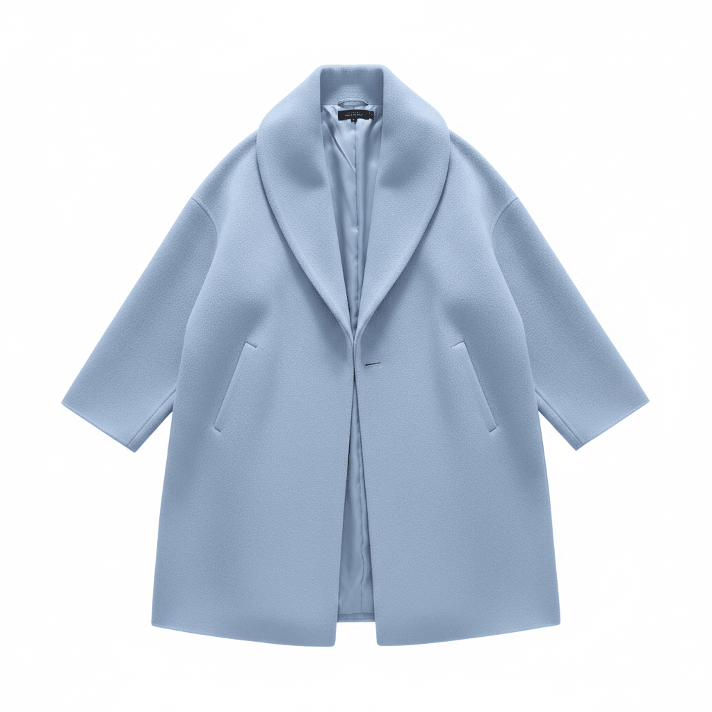 Light blue coat on a white background