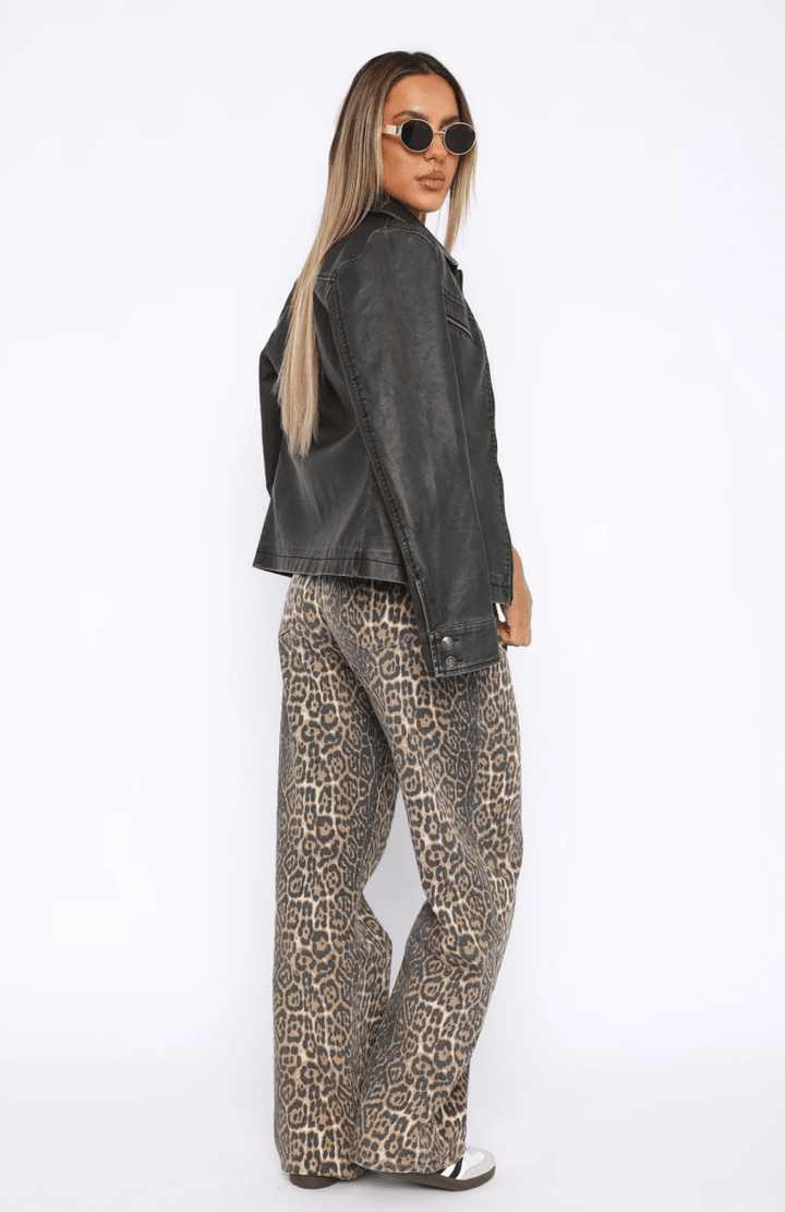 Zaria | Women’s Low-Rise Leopard Wide-Leg Jeans