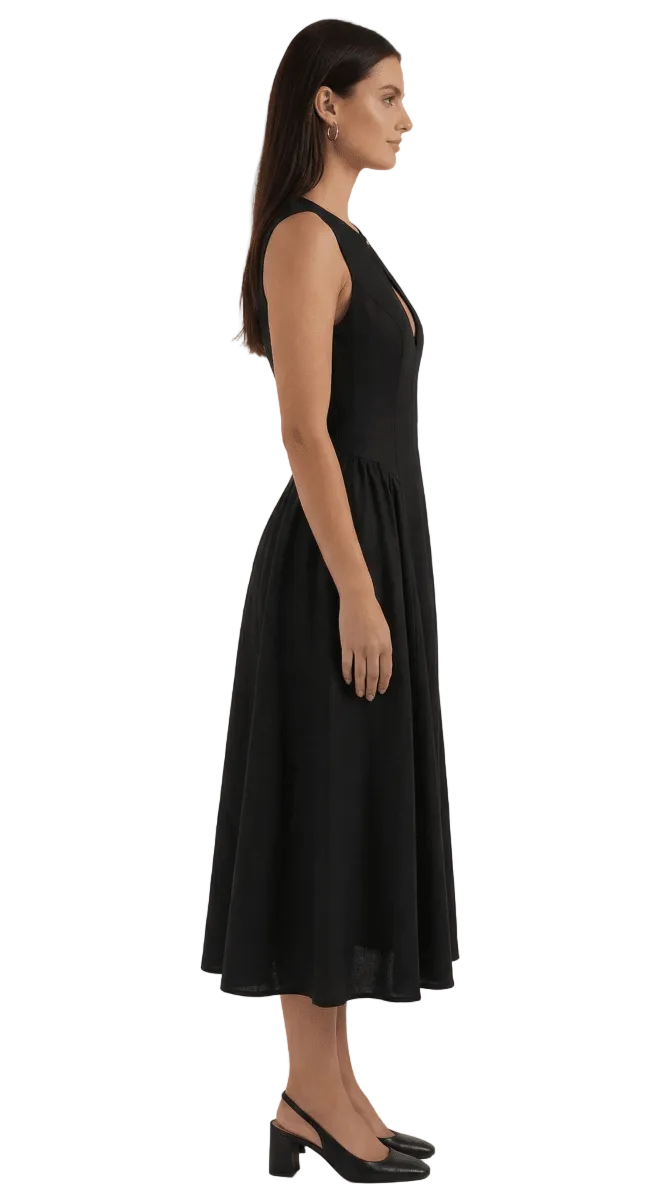 Maelle | Women’s Linen-Blend Cutout A-Line Dress
