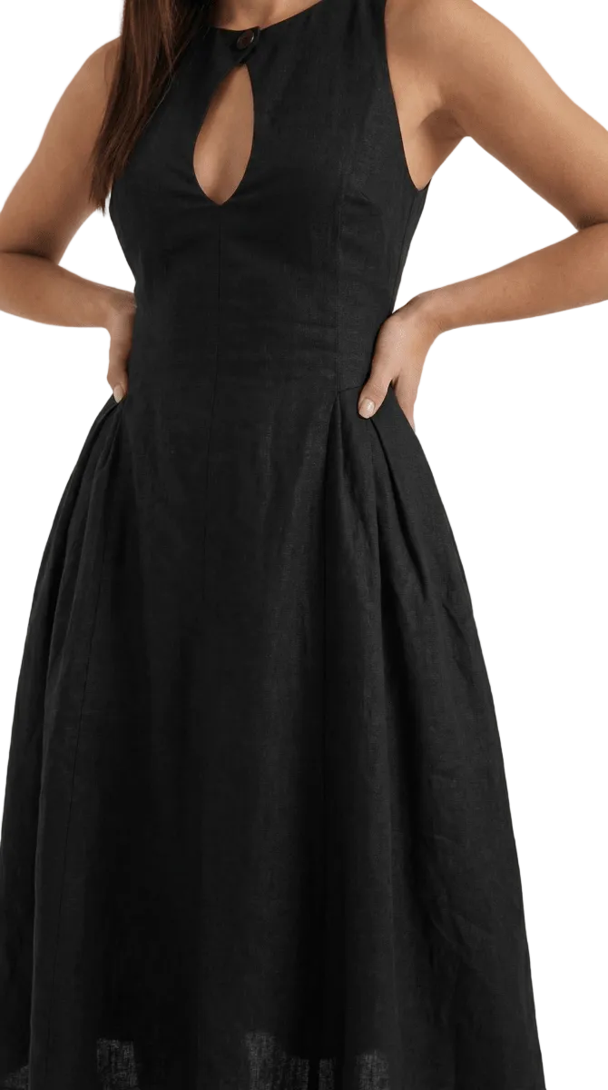 Maelle | Women’s Linen-Blend Cutout A-Line Dress