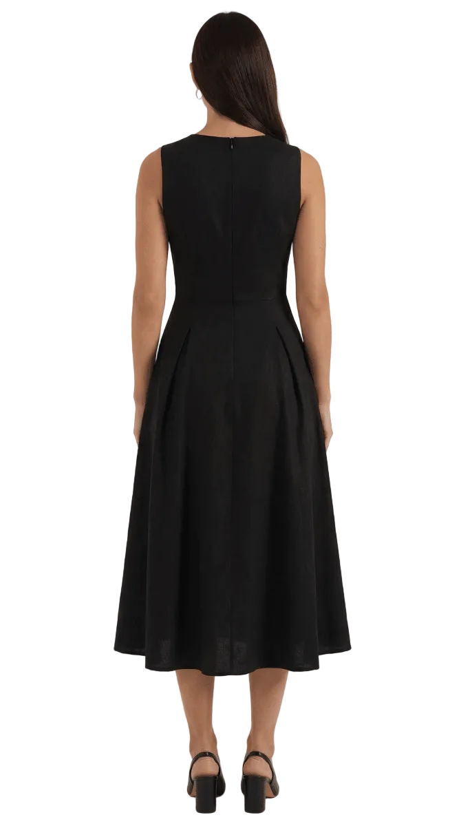 Maelle | Women’s Linen-Blend Cutout A-Line Dress