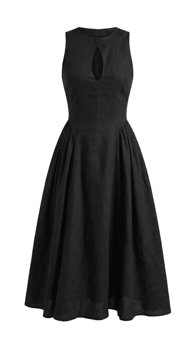 Maelle | Women’s Linen-Blend Cutout A-Line Dress