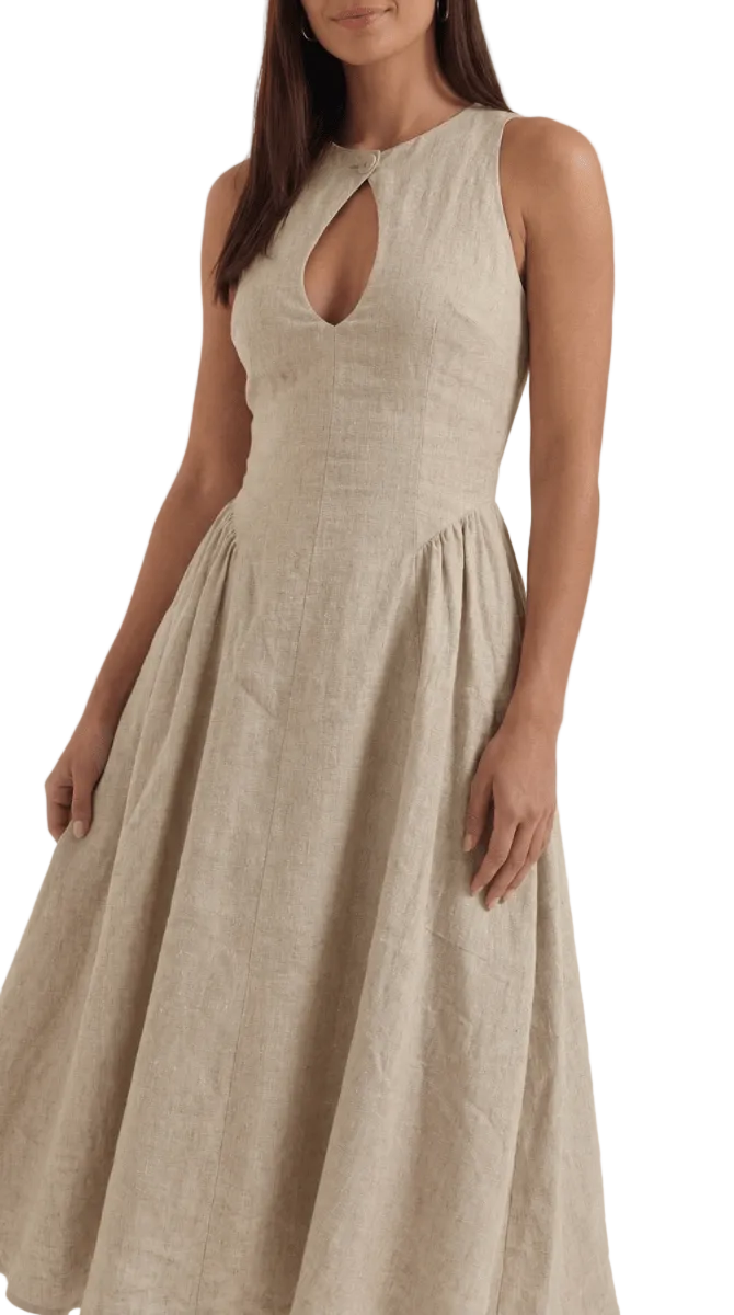 Maelle | Women’s Linen-Blend Cutout A-Line Dress