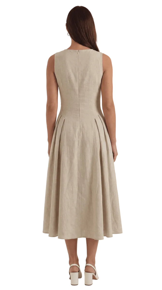 Maelle | Women’s Linen-Blend Cutout A-Line Dress