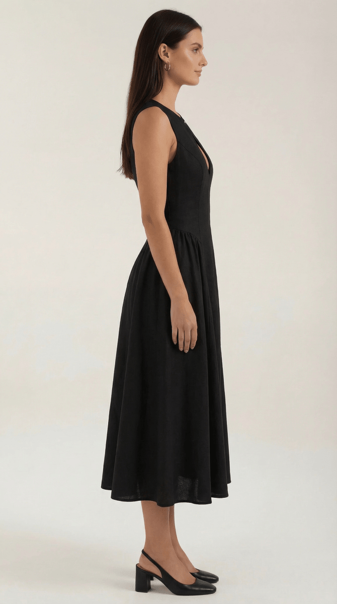 Maelle | Women’s Linen-Blend Cutout A-Line Dress