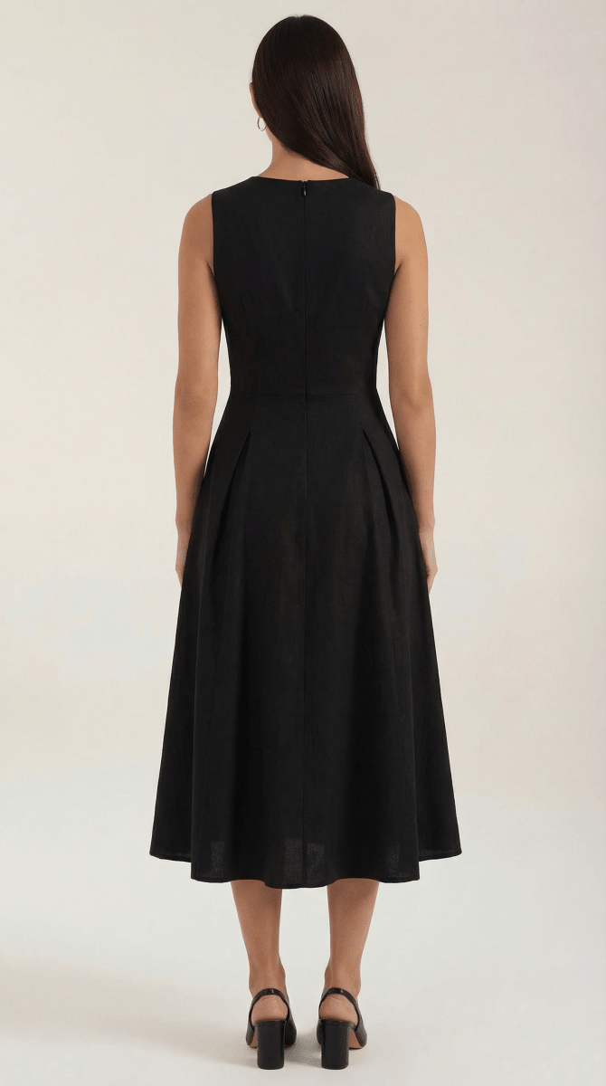 Maelle | Women’s Linen-Blend Cutout A-Line Dress