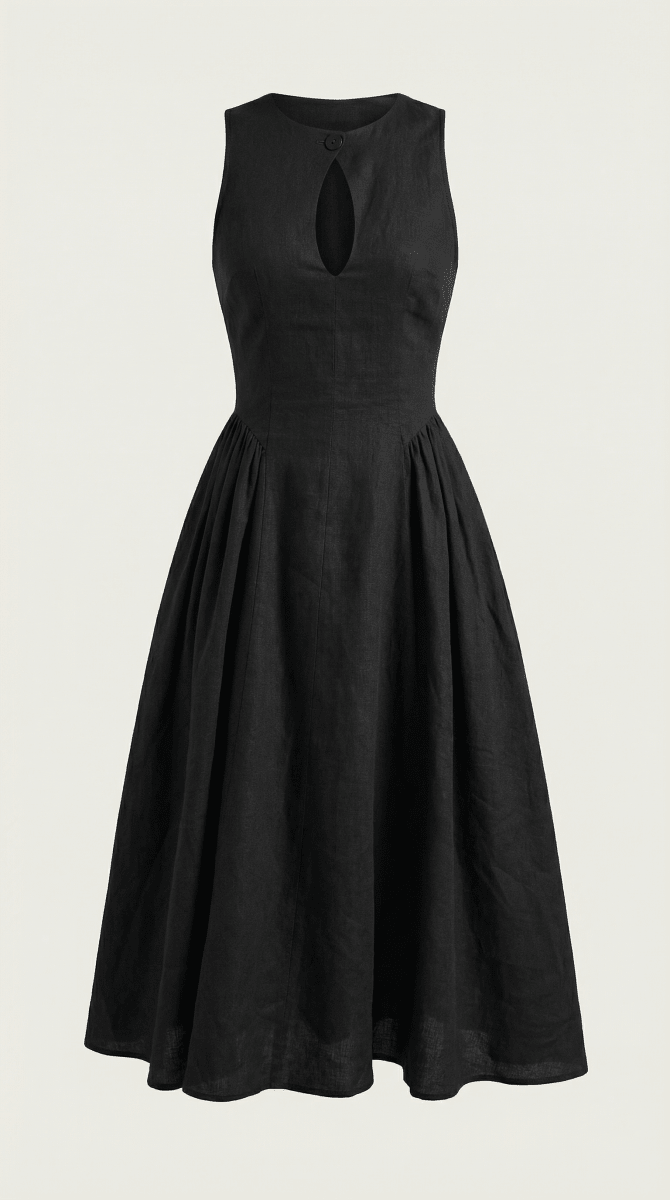 Maelle | Women’s Linen-Blend Cutout A-Line Dress