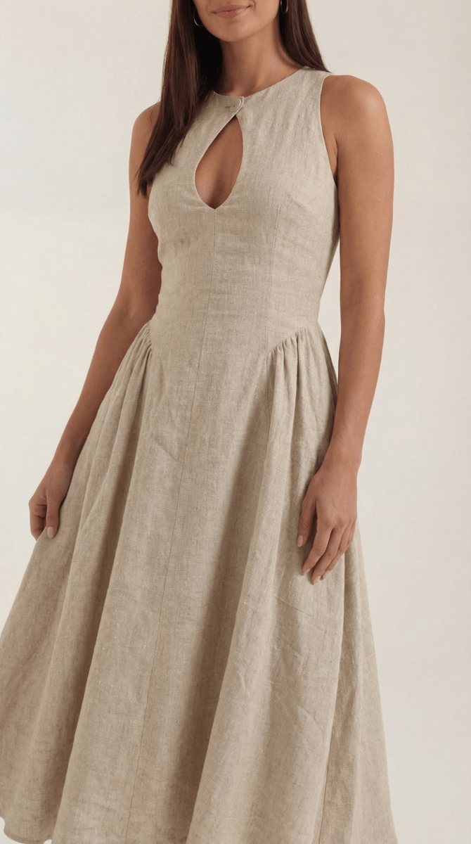 Maelle | Women’s Linen-Blend Cutout A-Line Dress