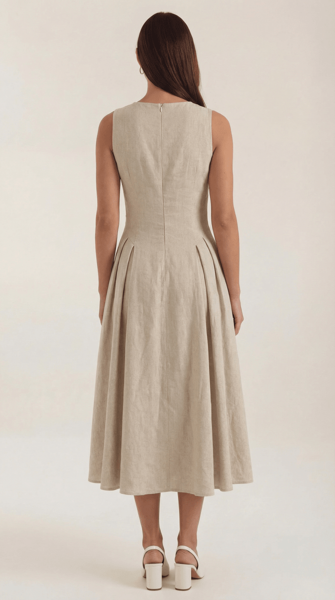Maelle | Women’s Linen-Blend Cutout A-Line Dress