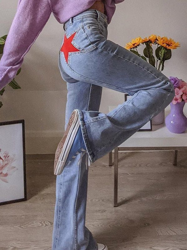 Nova | Women’s High-Waisted Star Patch Flare Jeans