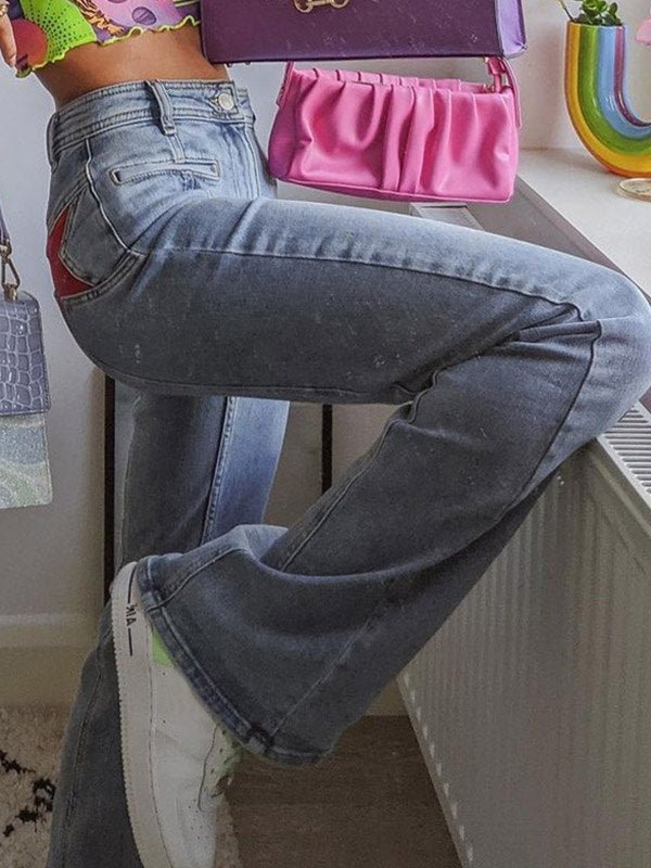 Nova | Women’s High-Waisted Star Patch Flare Jeans
