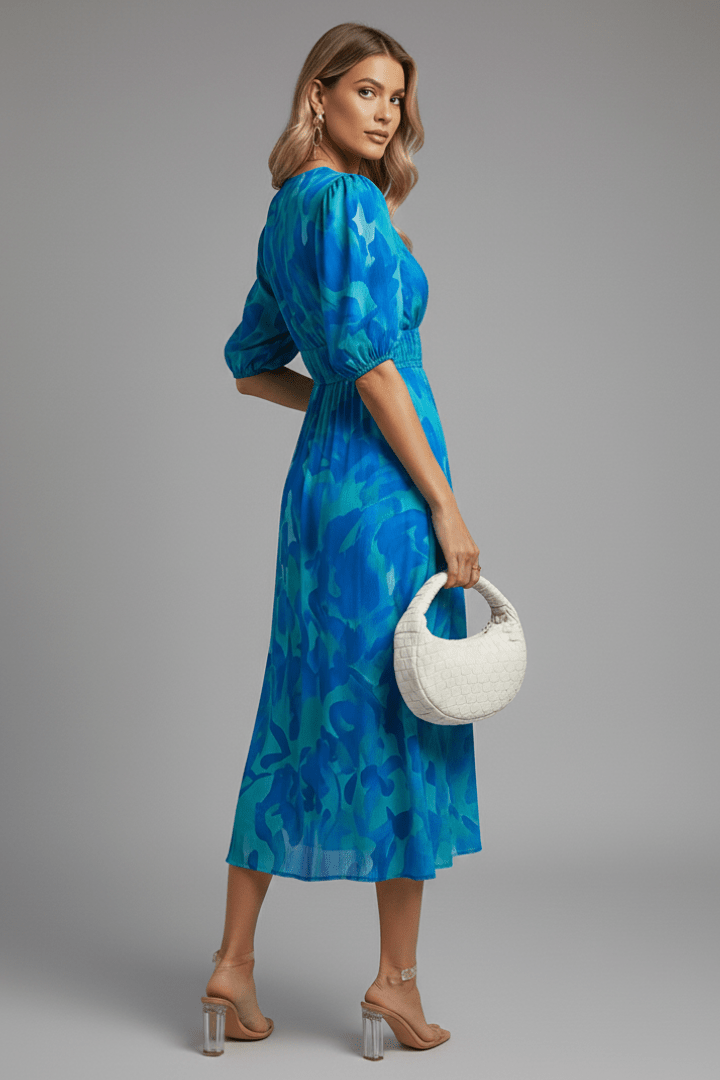 Florienne | Women’s Floral Puff-Sleeve Midi Dress