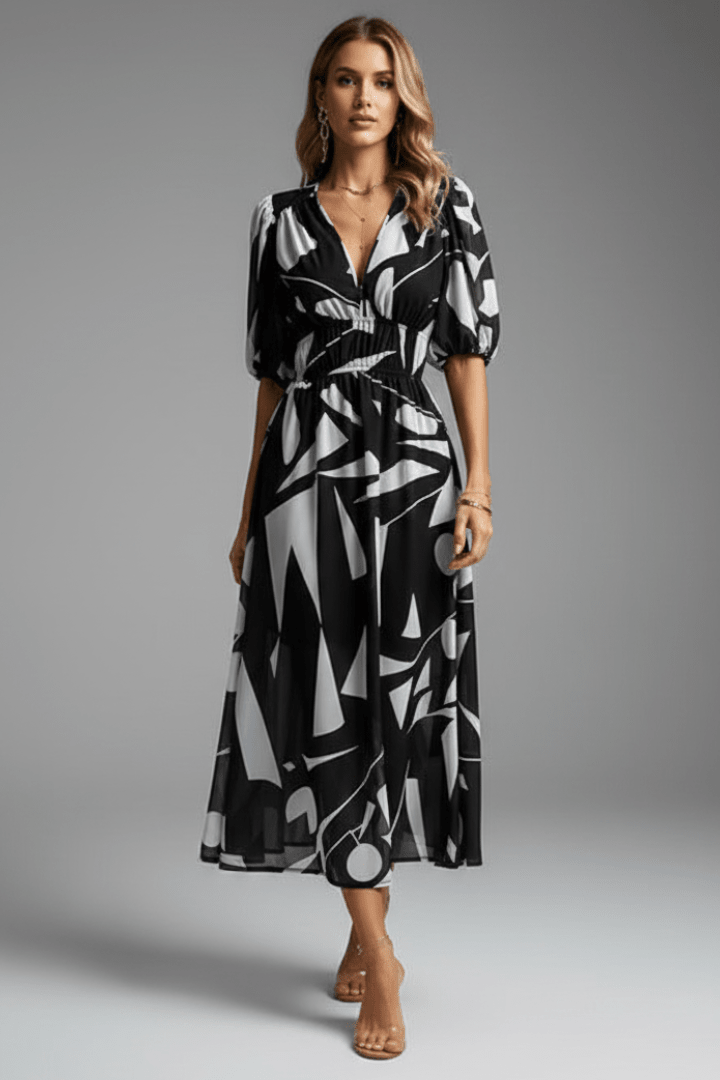 Florienne | Women’s Floral Puff-Sleeve Midi Dress