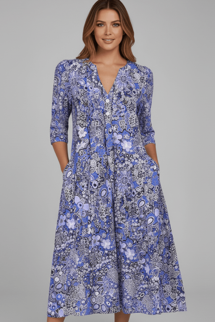 Marielle | Women’s Printed V-Neck Midi Dress