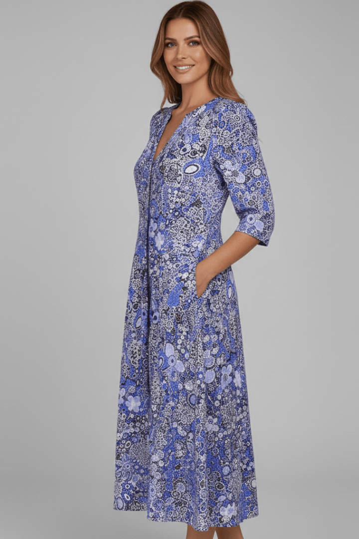 Marielle | Women’s Printed V-Neck Midi Dress