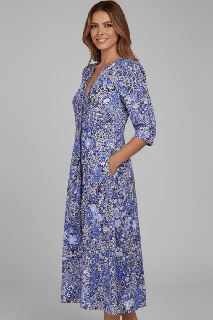 Marielle | Women’s Printed V-Neck Midi Dress